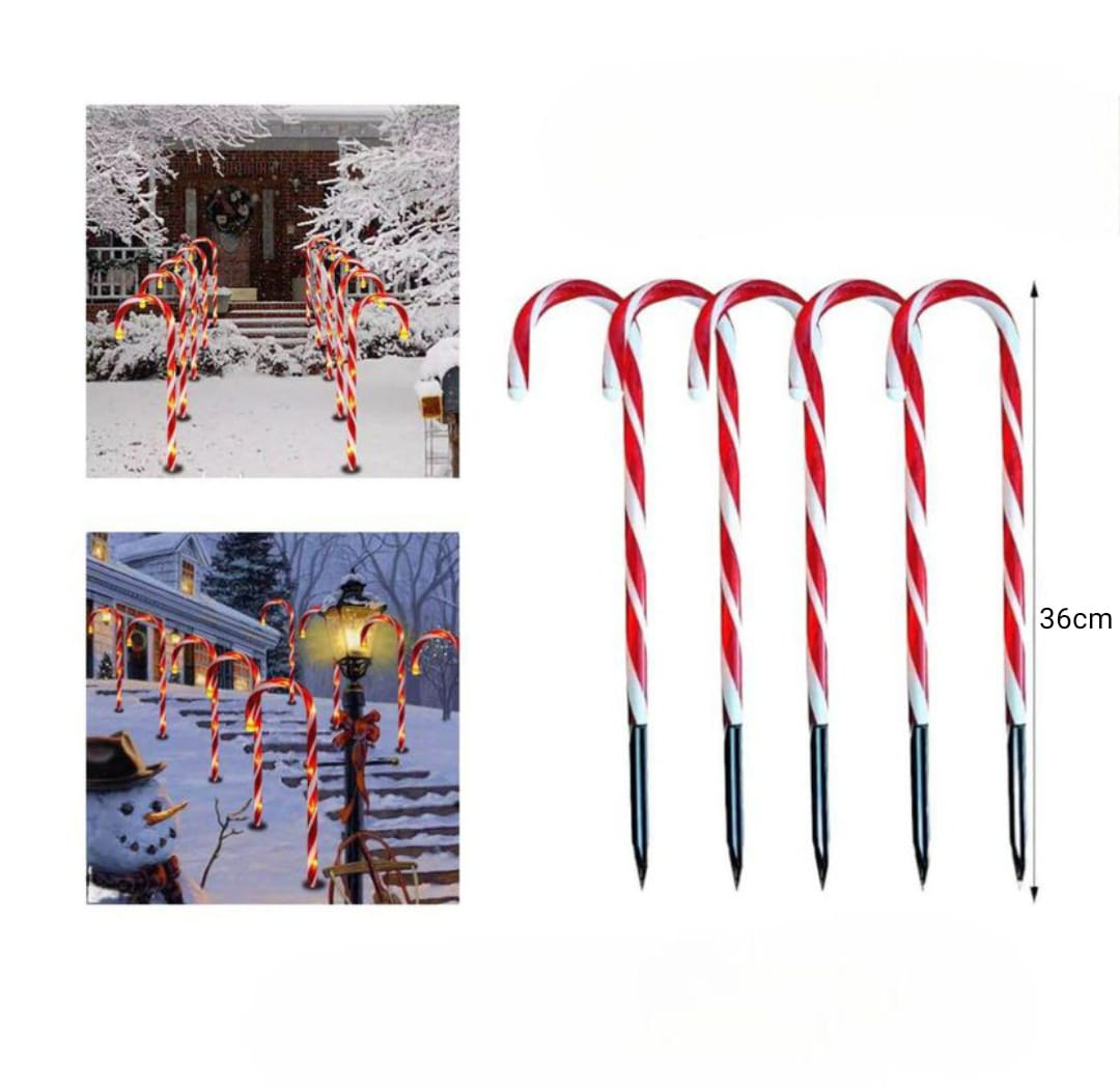 SET DE 5 BASTONES SOLARES DE NAVIDAD PARA JARDIN - Imagen 2