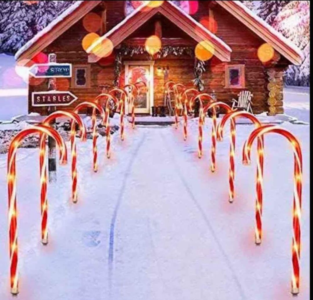 SET DE 5 BASTONES SOLARES DE NAVIDAD PARA JARDIN - Imagen 4