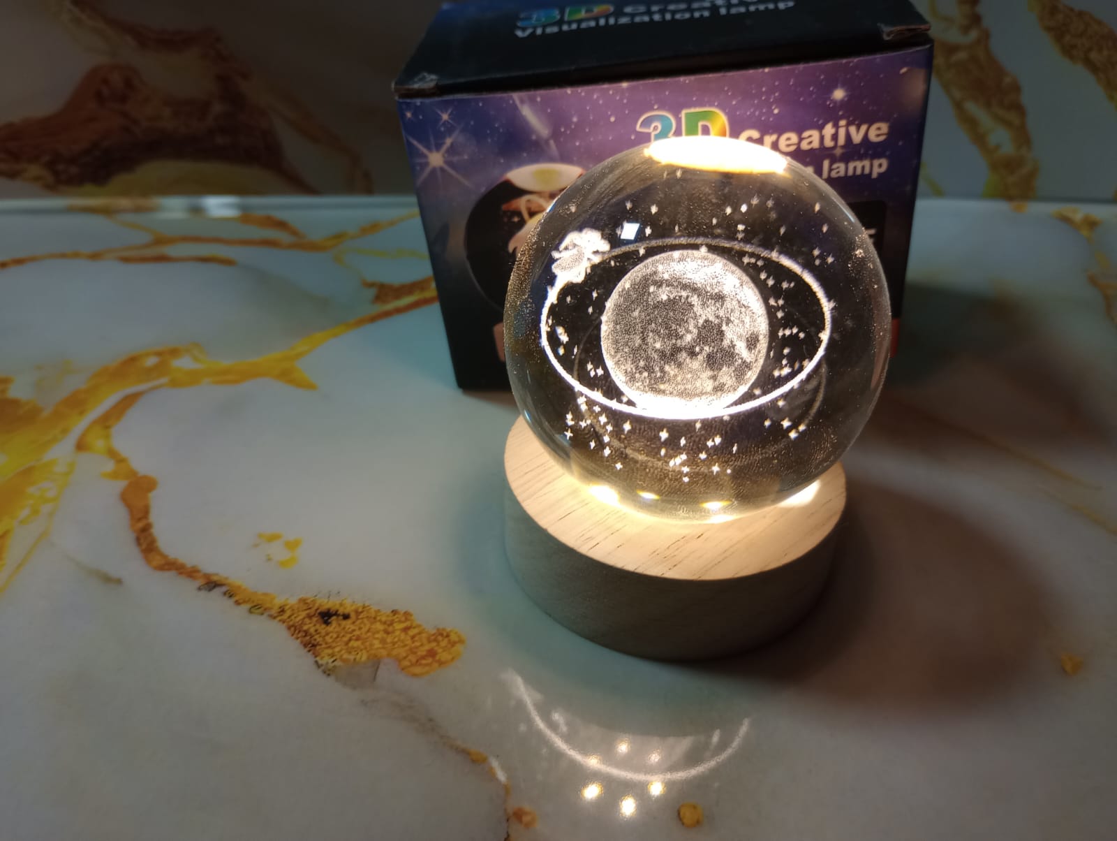 LAMPARA DE NOCHE Bola De Cristal NIÑA ORBITA LUNAR - Imagen 2