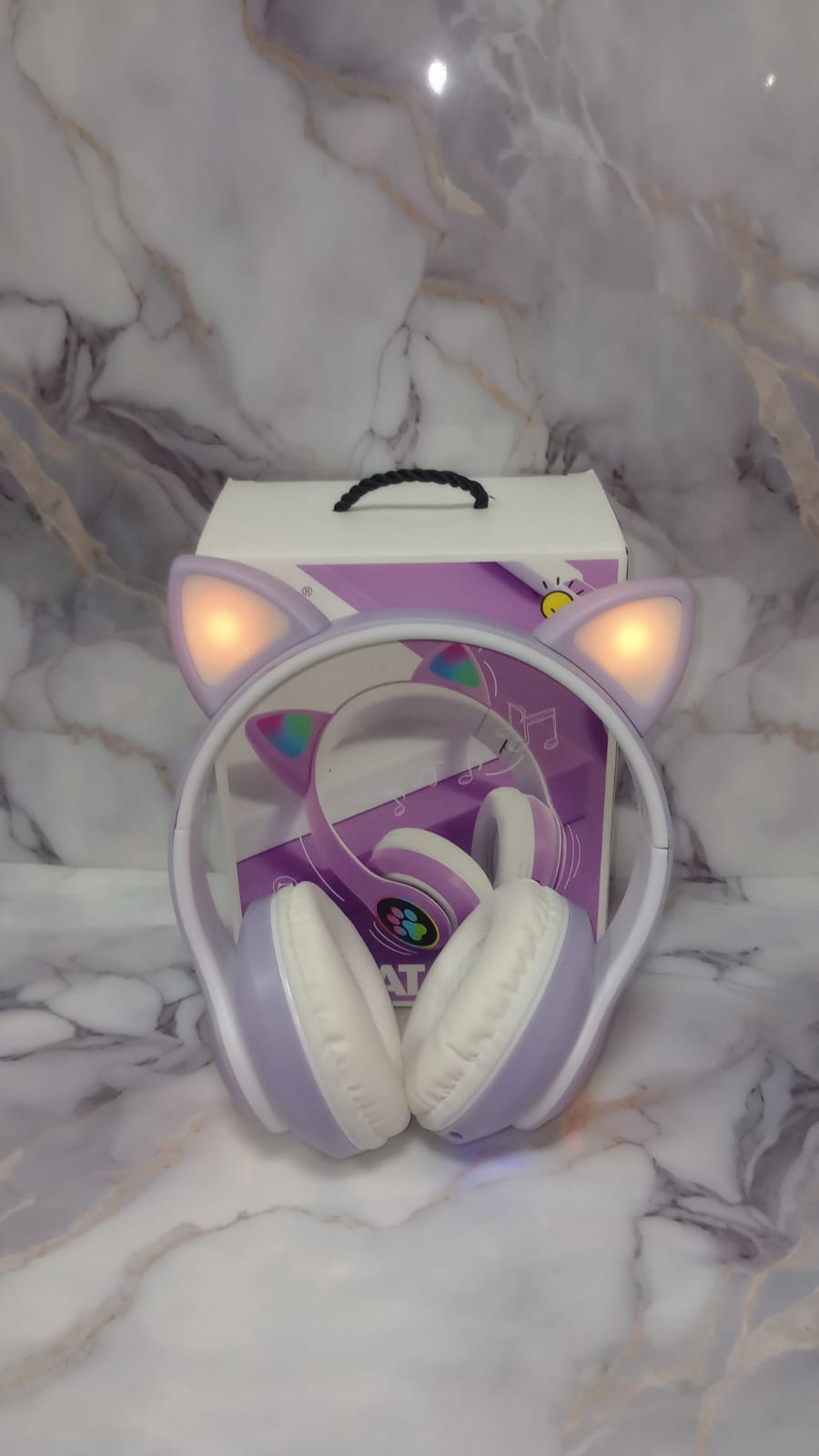AUDIFONOS INALAMBRICOS BLUETOOTH LED NIÑOS OREJA GATOS HUELLITAS - Imagen 5
