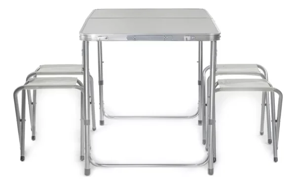 MESA PLEGABLE CON 4 BANCOS PARA CAMPING 120 CM