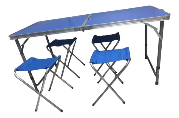 MESA PLEGABLE CON 4 BANCOS PARA CAMPING 120 CM - Imagen 2