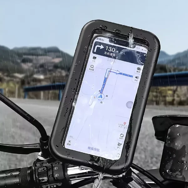 SOPORTE DE CELULAR PARA MOTO EN EL ESPEJO CON ESTUCHE IMPERMEABLE - Imagen 6