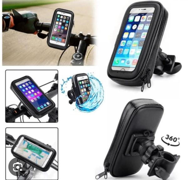 SOPORTE DE CELULAR PARA MOTO EN EL ESPEJO CON ESTUCHE IMPERMEABLE