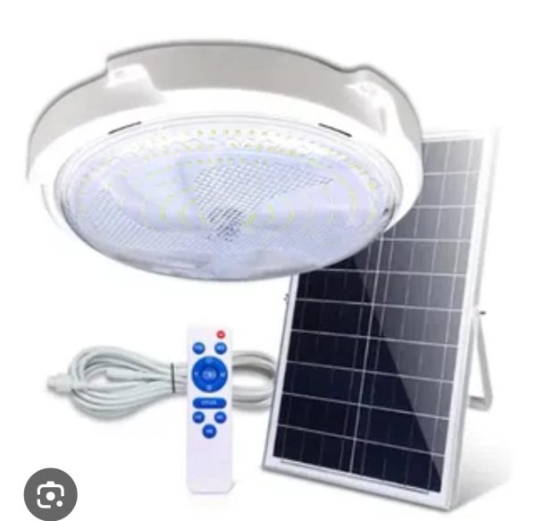 LAMPARA  CON PANEL SOLAR REDONDO  100W