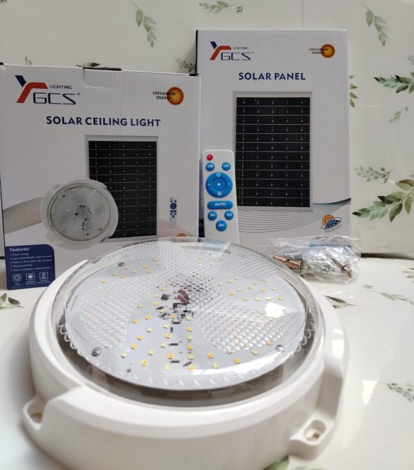 LAMPARA CON PANEL SOLAR REDONDA 200W - Imagen 3