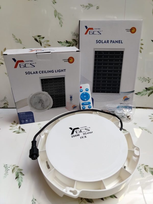 LAMPARA CON PANEL SOLAR REDONDA 200W - Imagen 5