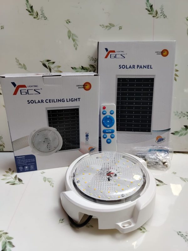 LAMPARA  CON PANEL SOLAR REDONDO  100W - Imagen 5