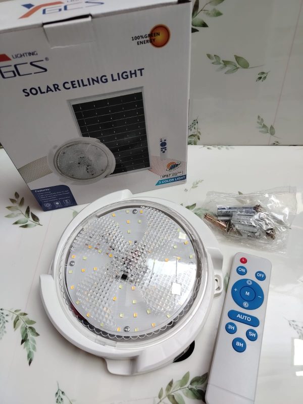 LAMPARA  CON PANEL SOLAR REDONDO  100W - Imagen 3