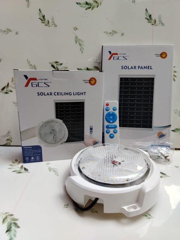 LAMPARA  CON PANEL SOLAR REDONDO  100W - Imagen 6