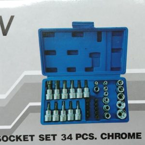 JUEGO DE DADOS TORX ESTRELLA HEMBRA MACHO 34 PIEZAS 3/8