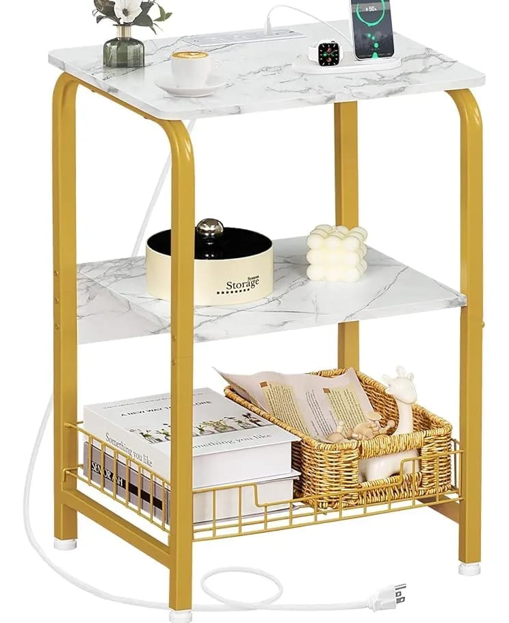 MESA DECORATIVA AUXILIAR CUADRADA CON ESTANTE