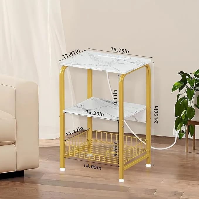 MESA DECORATIVA AUXILIAR CUADRADA CON ESTANTE - Imagen 2